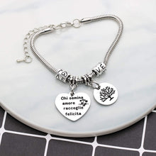 Carica l&#39;immagine nel visualizzatore di Gallery, Angelra Bracciale da Donna con Ciondolo In Acciaio,&quot;Chi Semina Amore Raccoglie la Felicita&quot; Misura regolabile Incisione Argento Braccialetto (Style 2)