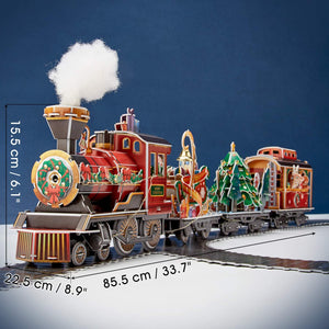 CubicFun Puzzle 3D Trenino Natale con Luci e Suoni per Natale Decorazioni Trenino Albero di Natale Decorazioni Casa Regali Natale per Bambini e Adulti, 218 Pezzi