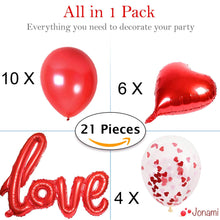 Carica l&#39;immagine nel visualizzatore di Gallery, Kit Romantico, Love XXL Rosso, 6 Palloncini a Forma di Cuore Rossi, Set - Ilgrandebazar