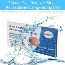 Carica l'immagine nel visualizzatore di Gallery, Fogli cicatriziali in silicone, ustione da acne, cesareo, chirurgia, cheloide, trattamento di cicatrici vecchie e nuove, strisce di tessuto adesivo morbido, 3,5 x 15 cm, 4 fogli riutilizzabili
