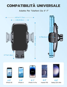 CIRYCASE Porta Cellulare Auto, [Aspirazione Ultra Potente & Universale] Supporto Telefono Auto, Flessibile Porta Telefono Auto con Una Sola Mano per Cruscotto e Parabrezza, Adatto a Telefoni da 4-7"