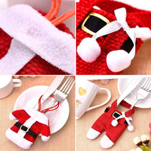Carica l'immagine nel visualizzatore di Gallery, BESTZY 6pcs Portaposate Natalizie Babbo Natale Tasche Posate per Forchetta Cucchiaio Decorazione della Tavolo di Natale