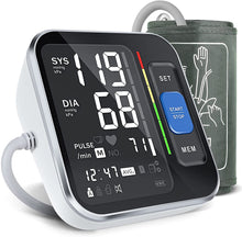 Carica l&#39;immagine nel visualizzatore di Gallery, Cazon Misuratore di pressione sanguigna, misuratore di pressione sanguigna digitale automatica per uso domestico, misuratore di frequenza cardiaca con bracciale, 2 × 120 set di memoria (Black)