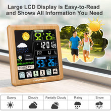 Carica l&#39;immagine nel visualizzatore di Gallery, FLOUREON Stazione Meteorologica Automatica Digitale Wireless Colore del legno - Ilgrandebazar