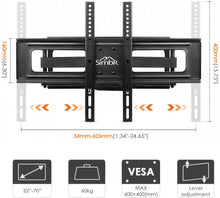 Carica l&#39;immagine nel visualizzatore di Gallery, SIMBR Supporto per TV da Parete per TV 32-70&quot; 3D QLED OLED LED LCD Staffa per Televisore Piatto Inclinabile e Girevole (Vert. + 5 ° ~ -12 °,orizz. +/- 90°) Televisori Mobile Braccio VESA 600 x 400 mm