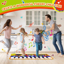 Carica l'immagine nel visualizzatore di Gallery, RenFox Tappeto Musicale, Piano Mat Tastiera Danza Stuoia Strumento Musicale 5 modalità e 8 Suoni, Tappeto Musicale Tocco Mat Bambini Educativo Giocattolo(110 * 36 cm)