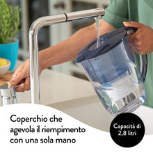 Carica l'immagine nel visualizzatore di Gallery, Aqua Optima Oria Caraffa Filtro Acqua e Cartucce Filtro Acqua 6 x 30 Giorni Evolve+, capacità 2,8 litri, per Riduzione di Microplastiche, Cloro, Calcare e Impurità, Blu