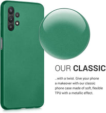 Carica l'immagine nel visualizzatore di Gallery, kwmobile Custodia Compatibile con Samsung Galaxy A32 5G - Cover Silicone TPU Effetto Metallizzato - Protezione Back Case Morbida Verde Metallizzato