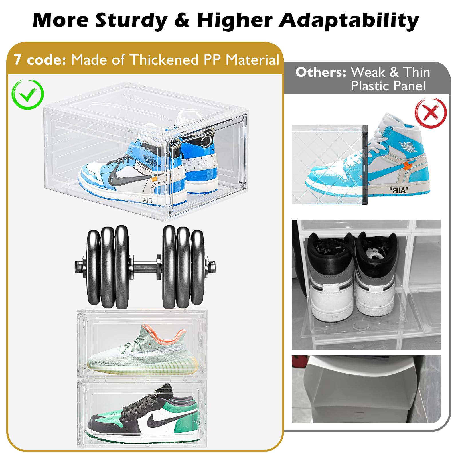 SONGICS Scatole per Scarpe, Contenitori per Scarpe in Plastica con SONGICS Scatole per Scarpe, Contenitori per Scarpe in Plastica con