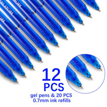 Carica l'immagine nel visualizzatore di Gallery, BBLIKE Penna a sfera cancellabile, 12 penne gel e 20 penne Friction da 0,7 mm, punta in gel con gomma (blu)