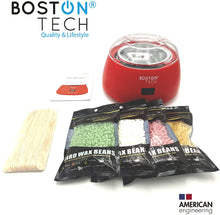 Carica l&#39;immagine nel visualizzatore di Gallery, Scaldacera elettrico per la depilazione del viso, braccia, ascelle, gambe e bikini spa in casa, kit di cera calda, 4 confezioni di grani di cera di100g e 20 bacchette capacità 500ml modello HR100
