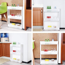 Carica l'immagine nel visualizzatore di Gallery, BAKAJI Carrello Carrellino Slim Stretto Salvaspazio Cucina Bagno Ripostiglio con Ripiani e 4 Ruote, Scaffale Portaoggetti Multiuso con rotelle (3 Ripiani)