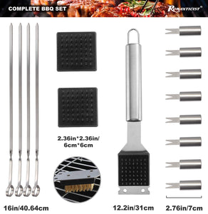 Romanticist 21Pc Set Barbecue in Acciaio Inox 37 x 16 x 6.5cm, Silver - Ilgrandebazar