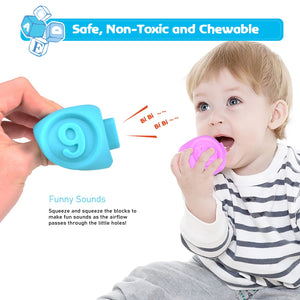 Bambebe Giocattolo Bambino 6 Mesi, Impilabile Cubi Morbidi Bambini, Giochi Montessori Neonato, Giocattoli Bagno Educativi Mattoncini Il Miglior Regalo Ragazze Ragazzi per Bambino 6-12 Mesi