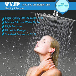 WYJP - Soffione doccia a pioggia, a incasso, con 12 pollici, Edelstahl 304