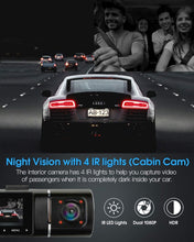Carica l&#39;immagine nel visualizzatore di Gallery, Abask Dash Cam Doppia Telecamera per Auto, Dash Cam con Cabina Cam FHD 1080P Visione Notturna, Grandangolare di 310°, G-Sensor, Registrazione in Loop, Monitor di Parcheggio, Scheda SD da 32 GB inclusa