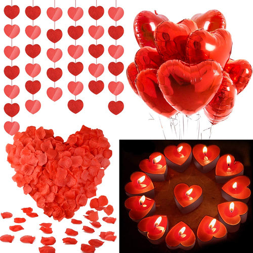 Palloncini a Forma di Cuore, MMTX Lattice e Pompa e Candele Rosa - Ilgrandebazar