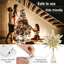 Carica l&#39;immagine nel visualizzatore di Gallery, Luxspire Punte Albero di Natale, Puntale per Albero di Natale, a Forma di Albero con Glitter, Accessori per Albero di Natale, a 2 AA Batterie, Decorazione per Natale Festa Casa, Champagne Oro