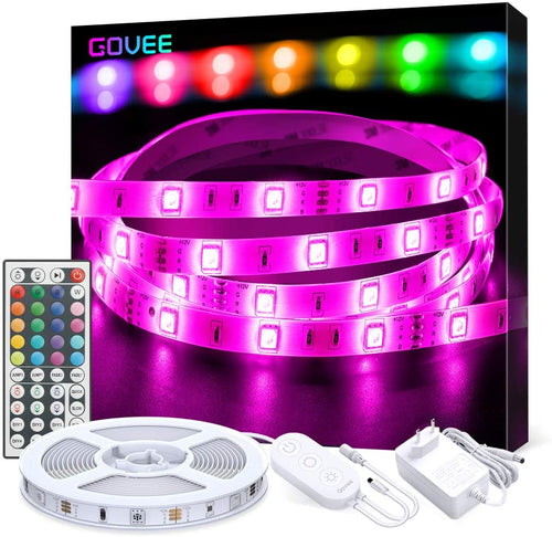 Govee Striscia LED 5M, Strisce LED RGB 5050 con 44 Tasti Telecomando IR, 20 Colori 8 Modalità e 6 Opzioni DIY, LED Strip per Decorazioni, Cucina, Bar, Festa, 12V 1.5A, Facile Installazione