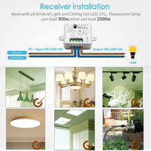 Carica l&#39;immagine nel visualizzatore di Gallery, Paio Interruttore per Luce Senza Fili, LoraTap 3pz Interruttori Remoto con 2 Ricevitori a Relè 2500W, Telecomando 200m 230V, On/Off Wireless Switch per Lampade e Apparecchi Elettrici