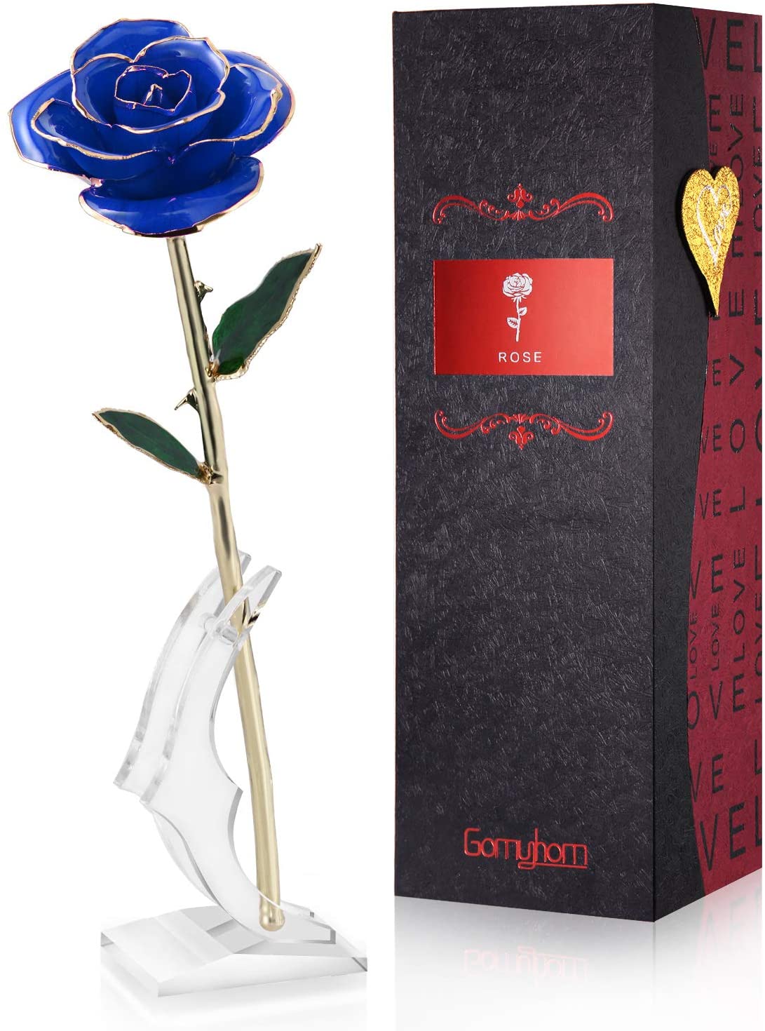 Cozime Rosa Eterna Placcata Oro 24K – Fiore Naturale Stabilizzato Rosso Con Staffa – Regalo Romantico Per San Valentino E Matrimoni