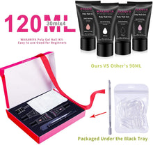 Carica l&#39;immagine nel visualizzatore di Gallery, Polygel Nail Kit Poligel Unghie Ricostruzione Set Completo 30ML x 4 Colori, Facile da Applicare, con Bast Top Coat, 100 Forme Doppie, Spazzola a Due Punte, Lima per Unghie, Spatola