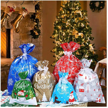 Carica l'immagine nel visualizzatore di Gallery, 30 sacchetti regalo di Natale, sacchetti regalo in stagnola, 6 diversi motivi, sacchetti regalo di Natale con 30 nastri per regali di Natale