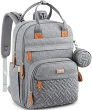 Carica l'immagine nel visualizzatore di Gallery, BabbleRoo Zaino Fasciatoio, Grande Capacità Zaino per il Cambio Unisex, Borsa Porta Pannolini con Materassino Fasciatoio, Cinghie per Passeggini, Tasche Isolanti Bottiglia, Tasca Ciuccio (Grigio)