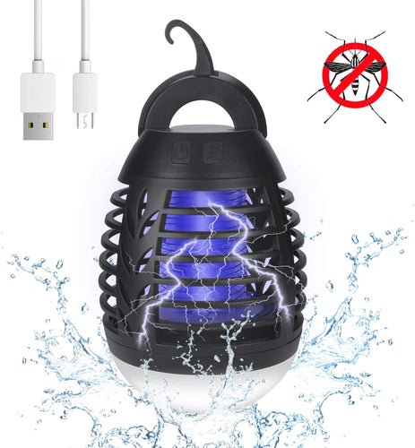 yipin Lampada Antizanzara Elettrica per Esterno&Interno,2-in-1 Lampada Anti-zanzara & Lanterna da Campeggio Lampada da Tenda IP67 Antipioggia Bug Zapper LED Carica della Lampada Tramite USB 2200mAh