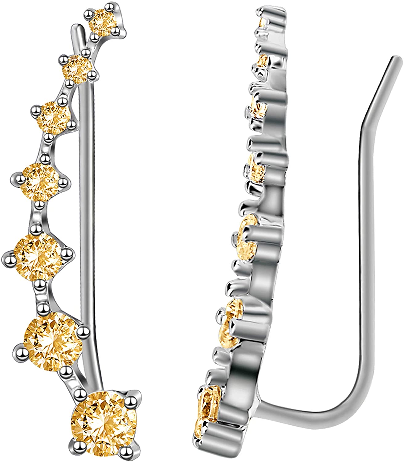 Donna Orecchini In Argento 925 Con 7 Cristallo Ear Cuff Hoop Cliber Donna Orecchini In Argento 925 Con 7 Cristallo Ear Cuff Hoop Cliber