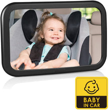 Carica l'immagine nel visualizzatore di Gallery, Specchietto Retrovisore Bambini, Specchio Auto Bambino Ruotabile a 360° e inclinabile, Specchio Retrovisore per Auto Sedile Posteriore Infrangibile al 100%, Cinghie Elastiche Regolabili, Ampia Visuale