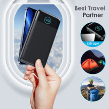 Carica l&#39;immagine nel visualizzatore di Gallery, AXNEB Power Bank 13800mAh,Ultra Sottile &amp; Leggero Caricatore Portatile con Display LCD,3A PD USB C Ingressi&amp;Uscite Powerbank con Torcia LED Batteria Esterna per iPhone Samsung Huawei Xiaomi ECC-Nero