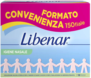 LIBENAR Soluzione fisiologica - Flaconcini isotonici monodose per detersione del naso e degli occhi e aerosol terapia - Adatta per bambini e neonati - 150 Flaconcini da 5 ml