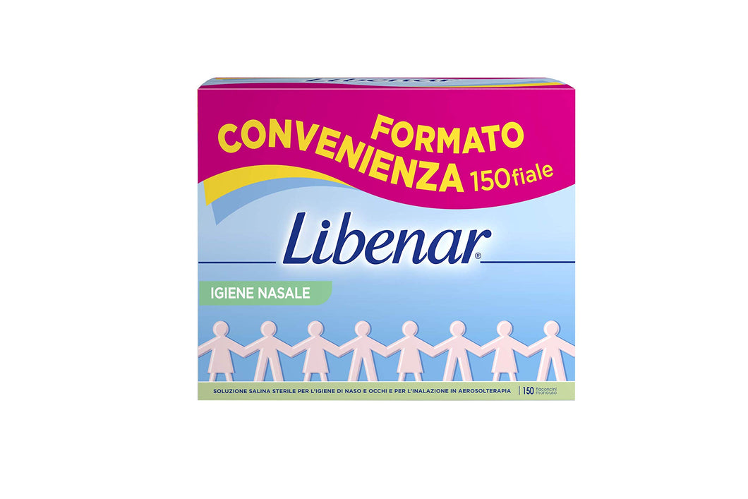 LIBENAR Soluzione fisiologica - Flaconcini isotonici monodose per detersione del naso e degli occhi e aerosol terapia - Adatta per bambini e neonati - 150 Flaconcini da 5 ml