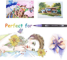 Carica l&#39;immagine nel visualizzatore di Gallery, 132 Brush Pen Lettering Pennarelli a Doppia Punta Artistici con Punta a Pennello per Calligrafia Colorazione, Disegno, Pittura per Adulti