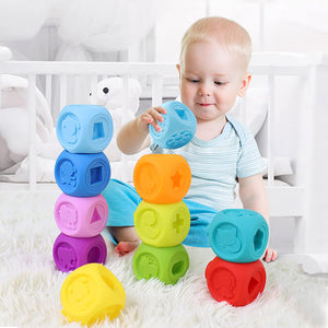Bambebe Giocattolo Bambino 6 Mesi, Impilabile Cubi Morbidi Bambini, Giochi Montessori Neonato, Giocattoli Bagno Educativi Mattoncini Il Miglior Regalo Ragazze Ragazzi per Bambino 6-12 Mesi