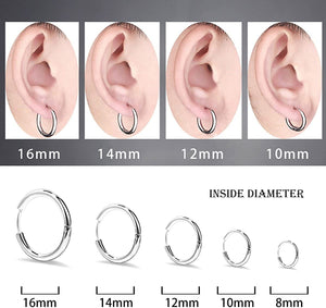 Elegel 5 Paia Orecchini in Acciaio Inossidabile Cerchio Orecchini Rotondo Oro Rosa Oro Argento Nero Set (5 Coppie) Uomo Donna 8mm 10mm 12mm 14mm 16mm