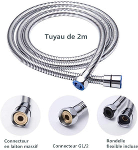 ACGAM Soffione Doccia Alta Pressione Anticalcare + 2 M Flessibile Doccia, 5... - Ilgrandebazar