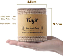 Carica l'immagine nel visualizzatore di Gallery, Fuyit Corda Canapa 4mm, 98 Piedi Naturale Biodegradabile Spago Juta per Fiorai, Artigianato Artistico, Decorazione, Imballaggio, Giardino