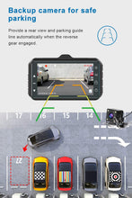 Carica l'immagine nel visualizzatore di Gallery, 【2021 Nuova Versione】CHORTAU Telecamera Auto FHD 1080P 3 Pollici 170° Angolo Ripresa con Telecamera Posteriore Impermeabile, Dashcam Auto con Sistema di Reverse, Sensore Movimento, Sensore Parcheggio