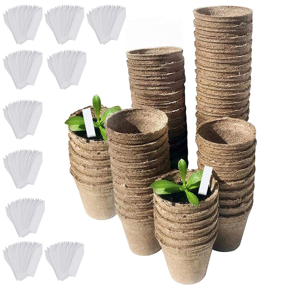 DECARETA 100 Pezzi Vasi Biodegradabili Vasetti di Torba con 100 8 * 8cm - Ilgrandebazar