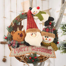 Carica l&#39;immagine nel visualizzatore di Gallery, Ghirlanda Natalizia per Porta,Decorazioni da Appendere Cervi Pupazzo di Neve di Babbo Natale,Porta Ciondolo in Rattan Natalizio Appeso,Forniture per la Disposizione della Scena del Battente Pendente