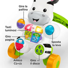 Carica l'immagine nel visualizzatore di Gallery, Fisher-Price Zebra Primi Passi Spingibile, Giocattolo Elettronico Educativo con Musica e Suoni, per Camminare, per Bambini di 6 + Mesi, HBB66, Imballaggio Sostenibile