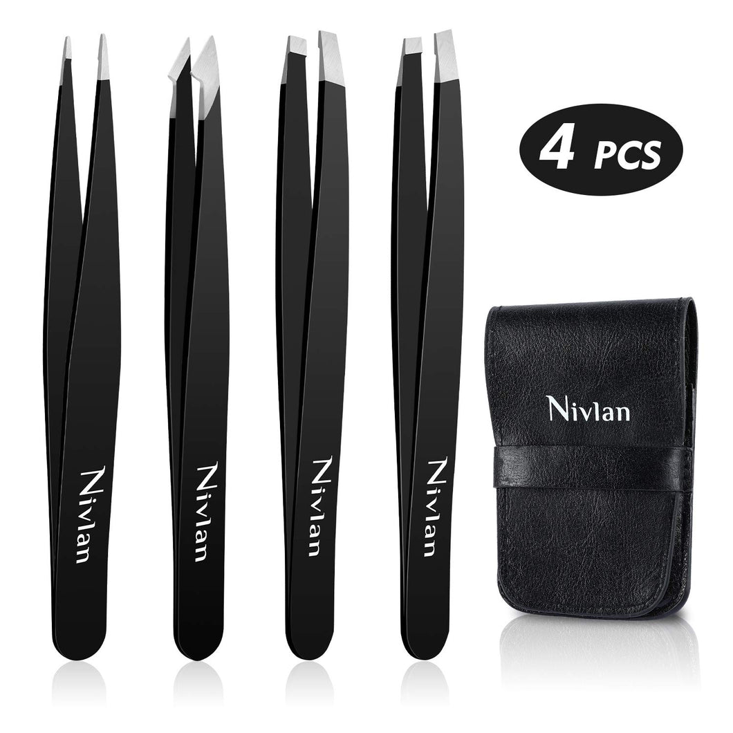 Pinzette per Sopracciglia, Nivlan 4 Pcs Pinzetta Sopracciglia Professionale...
