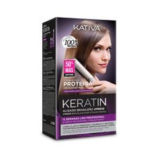 Carica l&#39;immagine nel visualizzatore di Gallery, Kativa - Keratin Alisado Brasileño, Kit Stiratura Brasiliana - Trattamento Professionale Lisciante Anti Crespo alla Cheratina, Senza Formaldeide e Solfati - con Shampoo, Balsamo e Maschera Trattamento