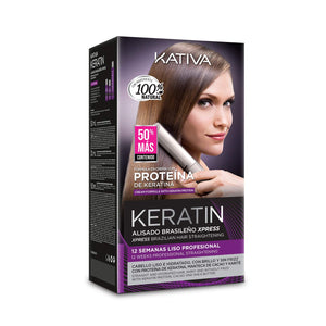 Kativa - Keratin Alisado Brasileño, Kit Stiratura Brasiliana - Trattamento Professionale Lisciante Anti Crespo alla Cheratina, Senza Formaldeide e Solfati - con Shampoo, Balsamo e Maschera Trattamento