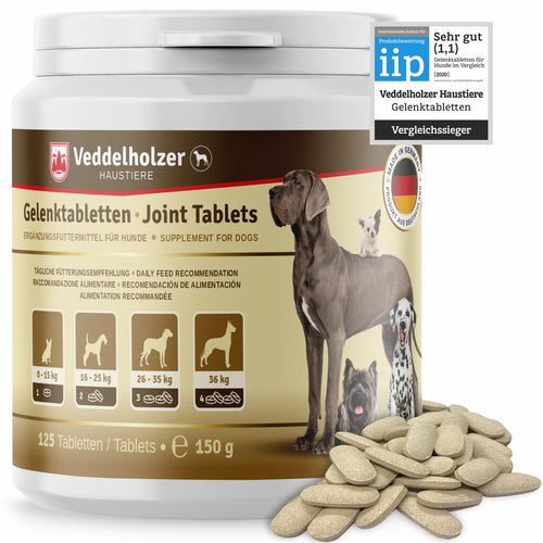 Veddelholzer Vincitore Certificato 2020 Compresse per Le articolazioni dei Cani integratori per Cani con cozza dalle Labbra Verdi MSM e Artiglio del Diavolo Glucosamina e collagene