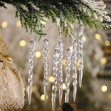 Carica l&#39;immagine nel visualizzatore di Gallery, LEMESO 36 pz Decorazioni Albero di Natale Ghiaccioli Natalizi Fiocchi di Neve Goccia Coni Gelato Cristallo Pendenti Ciondoli Addobbi Trasparente in Plastica Ornamenti Con Fili da Appendere