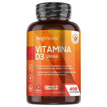 Carica l'immagine nel visualizzatore di Gallery, Vitamina D3 Alto Dosaggio - Vitamina D3 2000 ui da 400 Compresse - Integratore Vitamina D per 1+ Anno - La Vitamina D Contribuisce al Normale Funzionamento del Sistema Immunitario - Vitamina D Pura