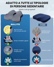 Carica l'immagine nel visualizzatore di Gallery, BALITTA Cuscino Ergonomico Sedia, Cuscino Sedia Ufficio, Cuscino Sedia Memory Foam per il Sollievo della lombalgia e Della Sciatica, Cuscino Coccige Ortopedico Cuscini Seduta per Auto